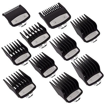 Paquete de 10 guías de corte para cortaúñas Wahl con clip de metal/código de colores de 1/16 a 1 pulgada (1.5-25 mm), se adapta a todos los cortaúñas 
