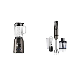Black + Decker BXJB1200E Batidora de Vaso, 1200 W, Acero Inoxidable, INOX + Gris + BXHBA1000E Batidora de mano, 3 Accesorios, 1000 W, Acero Inoxidable en oferta