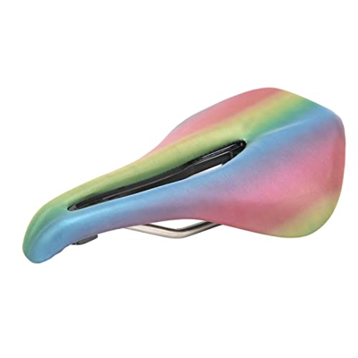 Sillín de bicicleta de carretera, sillín de bicicleta de carretera colorido cuero PU acero antideslizante suave absorción de impactos asiento de bicic