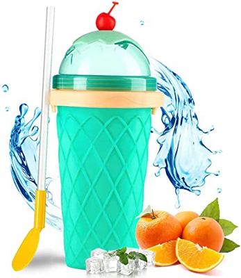 New Slushie Maker Cup, DIY Magic Quick Frozen Smoothies Cup, Milk Shake Ice Cream Maker, sin BPA, Adecuado para familias, Fiestas de cumpleaños,Verde