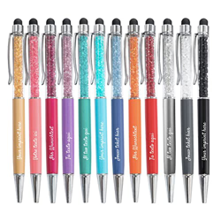 Bolígrafo metálico personalizable 2 en 1, Bolígrafo con tu texto personalizado con cristales integrados (12, Arco iris) precio