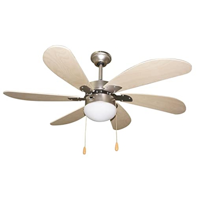 Decorspace - Ventilador de techo "Margarita" con 6 aspas de madera y luz 60 W Ø 107 cm