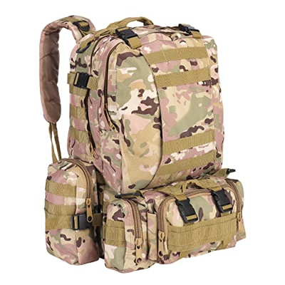 SHANNA Mochila Militar, Mochila Crossfit, Mochila Militar Tactica de 55 L para Senderismo al Aire Libre Camping Trekking Pesca Caza, Caqui
