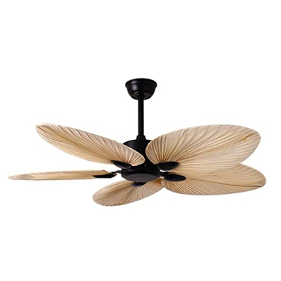 n/a 52 pulgadas brisa natural hoja de palma Hojas de ventilador 220V Control remoto Ventilador de techo Sala de estar (Color : Black, Size : 52inch)