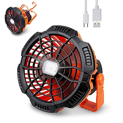 Hao-zhuokun Linterna de Ventilador de Camping Recargable por USB,Ventilador de Tienda portátil con batería de 5200 mAh con Control Remoto para Tienda 
