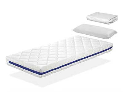 Pack Colchon 80X190 Hermes Cama Infantil, Altura 11 CM + 1 Almohada viscoelastica 80x35 + 1 Protector colchon 80x190