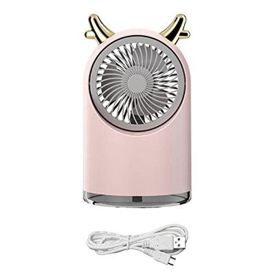 perfk Ventilador de Aire Acondicionado, Ventilador de Niebla de pulverización de Agua, Mini Ventilador portátil USB Recargable de 3 Hojas, Ventilador 