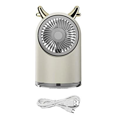perfk Ventilador de Aire Acondicionado, Ventilador de Niebla de pulverización de Agua, Mini Ventilador portátil USB Recargable de 3 Hojas, Ventilador 