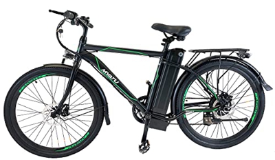 MYATU - Bicicleta eléctrica para ciudad, 26 pulgadas, con cambio Shimano de 6 marchas, motor de 250 W, batería de iones de litio de 36 V 12,5 Ah, 25 k