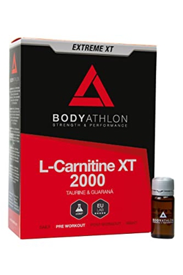 Bodyathlon - L Carnitina 2000 Líquida Extreme XT - Con Taurina y Guaraná - Suplemento Deportivo – Alta concentración - 20 Viales Sabor Tropical