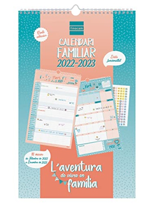 Finocam - Calendario de Pared 2022 2023 Familiar Aventura Basic 16 meses Mes Vista Septiembre 2022 - Diciembre 2023 (16 meses) Familiar Basic Catalán