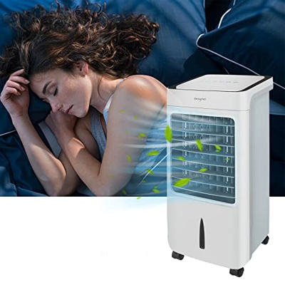YARDIN Aire acondicionado portátil 3 en 1, 80 W, 6 L, refrigeración por agua, pantalla táctil con mando a distancia, ventilador de aire, humidificador