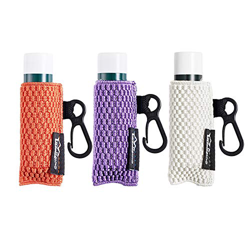 Llavero para bálsamo labial, 3 unidades, con clip en las mangas del capítulo, funda elástica de punto apretado para lápiz labial (naranja/morado/beige en oferta