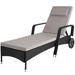 tectake 801041 Tumbona de ratán y Aluminio para jardín, Asiento de ratán sintético para terraza con Ruedas y Respaldo Ajustable, Mobiliario de Exterio precio