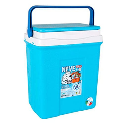 Acan Nevera portátil con asa, 30 litros, 46 x 40 x 26 cm, Polipropileno, Azul y Blanco, Porta Alimentos para Playa, Acampada, Camping