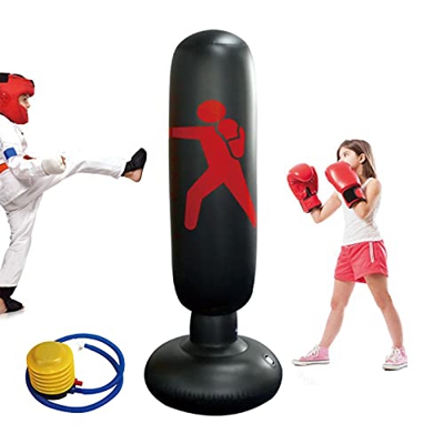 Saco de Boxeo Inflable para niños ,Sacos de Suelo para boxeo160 cm, Columna de Boxeo, Hinchable, para Practicar Karate, Taekwondo, descompresión, con 