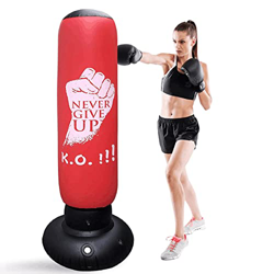Saco de Boxeo de Pie, LncBoc 160cm/63'' Saco de Boxeo Hinchable de Pie, PVC Fitness Boxeo Inflable Saco de Arena Columna Tumbler Saco de Arena para Ni en oferta