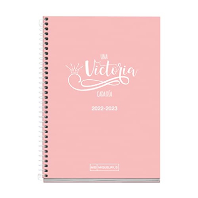 MIQUELRIUS - Agenda septiembre 2022 junio 2023 - Día Página - Tamaño Activa 11,7 x 17,4 cm - Bilingüe: español, inglés - School - Frase Rosa