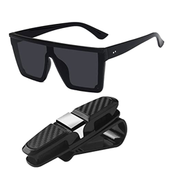 Gafas de Sol Cuadradas de Gran Tamaño para Mujer Hombre, Parte Superior Plana Protección UV400, Lentes Siameses Cuadradas, Gafas de Sol Vintage Superi características