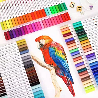 Rotuladores Punta Pincel, 24 Colores Rotuladores Lettering, Rotuladores Acuarelables, Dual Tip Brush Pen Para CaligrafíA, Lettering,Bocetos,Comic,NiñO