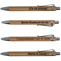 Bolígrafo Bambú Personalizable - Texto 20 Caracteres - Tinta Negra - Punta Fina - Grabado Láser - Bolígrafo Ligero Y Ecológico - Regalo Para Amigos precio