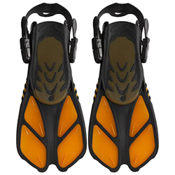 SHYEKYO Aletas de Snorkel, TPR + PP Aletas Largas de Buceo Aletas de Talón Abierto Naranja para Actividades de Piscina de Buceo Hombres Mujeres(Maryla características
