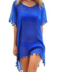 heekpek Mujer Borla Trajes de Baño Gasa Pareos Ropa de Playa Beach Bikini Cover Up Camisolas y Pareos Pareos Playa Mujer precio