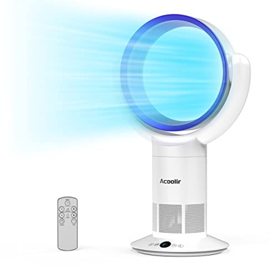 Ventilador de Torre, Ventilador Torre Silencioso Seguro sin Aspas, Oscilación de 90°, 10 velocidades, Temporizador 9H, Ventilador de Pie con Mando a D