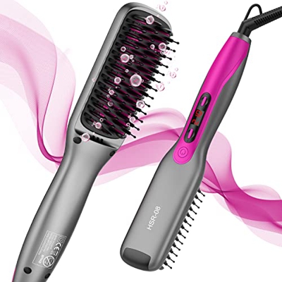 Mokot Cepillo Alisador Pelo, Peine Alisador de Cabello Electrico con Iónica, Alisado Pelo Profesional 30s Calentamiento rápido, Anti-quemaduras, Apaga