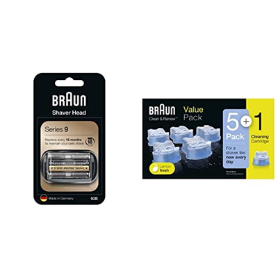 Braun 92B Recambio/Repuesto para afeitadora eléctrica, compatible con las máquinas de afeitar Series 9 + Clean&Renew Afeitadora Eléctrica Hombre, Cart