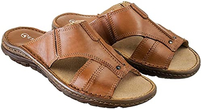 ESTRO Sandalias Hombre Verano Cuero - Chanclas Hombre Sandalias Hombre Cuero con Suela Goma Antideslizante con Punta Abierta s1 (41 EU, Marrón)