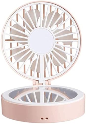 XiangWen Verano Fresco portátil Plegable de Mano USB portátil Mini Ventilador de Carga con Espejo de Maquillaje Adecuado para la Oficina en casa Viaje