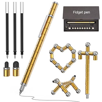 Bolígrafo Magnético, Strato Pen de Descompresión Dorado, Bolígrafo Magnetico, Fidget Pen para Regalo Creativo, Bolígrafo Lápiz Táctil para Hombres, Mu