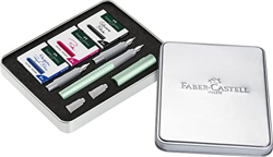 Faber-Castell Grip 201513 - Juego de caligrafía (pluma F con plumas de repuesto de 1,4 mm y 1,8 mm, incluye cartuchos de tinta negro, rosa, azul real) precio