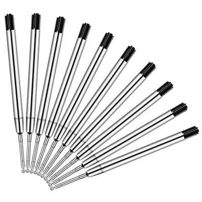 Vesaneae 10 × Recambio de Bolígrafos, Recambio de Bolígrafo de Metal, Recambios de Tinta para Bolígrafos, 1 MM Punta Media Recarga de Pluma (Azul)