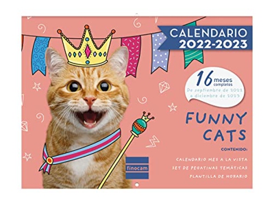 Finocam - Calendario de Pared 2022 2023 Imágenes 16 meses Mes Vista Septiembre 2022 - Diciembre 2023 (16 meses) Cats Español