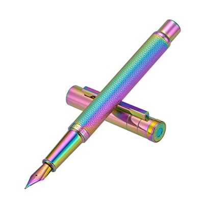 Hongdian - Pluma estilográfica (punta extrafina, diseño clásico con convertidor y caja de metal)