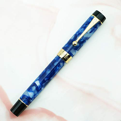 Jinhao 100 Centennial Blue Marble Resin Pluma estilográfica, punta extrafina de iridio con ribete dorado en oferta