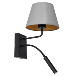 Aplique Soho, cónico, brazo de lectura gris/oro en oferta