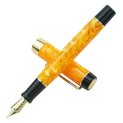 Jinhao 100 Centennial - Pluma estilográfica de resina de mármol naranja, punta extrafina de iridio con ribete dorado precio