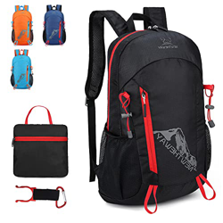 Lywencom Mochila de senderismo, 20L, ligera, plegable, impermeable, ultraligera, adecuada para acampar al aire libre, pícnic, Azul / Patchwork, (black características