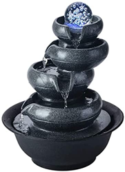 Tabletop Fountains Tabletop Water Fountains Waterfall Tiered Stone Home and Office Indoor Fountain Lucky Fengshui Fountain Tabletop Fountain Desktop F características
