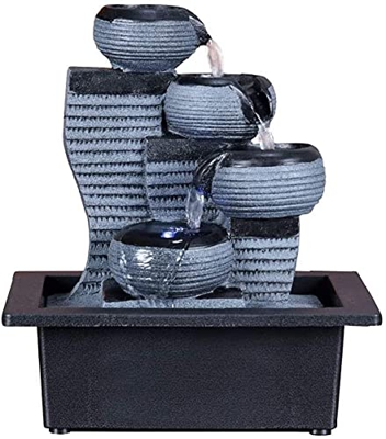 Tabletop Fountains Water View Resin Flowing Water Fountain Indoor Desktop Fountain Garden Micro Landscape Home Office Feng Shui Decoration Desktop Fou