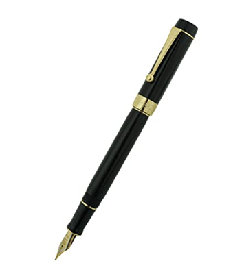 Jinhao 100 Centennial - Pluma estilográfica de resina negra, punta extrafina de iridio con ribete dorado
