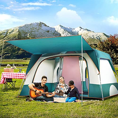 Tienda De Campaña 8 Personas con Colchoneta Carpas Familiares para Acampar En Fiestas, Tienda De Campaña/Refugio Solar con Salón,Adecuado para Senderi