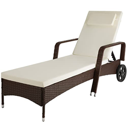 tectake 801041 Tumbona de ratán y Aluminio para jardín, Asiento de ratán sintético para terraza con Ruedas y Respaldo Ajustable, Mobiliario de Exterio precio