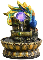 Tabletop Fountains Creative Peacock Indoor Water Fountains with Led Light and Lucky Ball Office Home Water Feature Decorations Tabletop Fountains Desk precio
