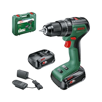 Bosch taladro percutor a batería UniversalImpact 18V-60 (2 baterías de 2,0 Ah, sistema de 18 V, en maletín de transporte)