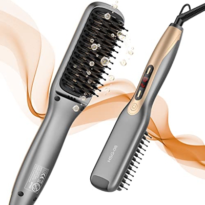 Mokot Cepillo Alisador Pelo, Peine Alisador de Cabello Electrico con Iónica, Alisado Pelo Profesional 30s Calentamiento rápido, Anti-quemaduras, Apaga