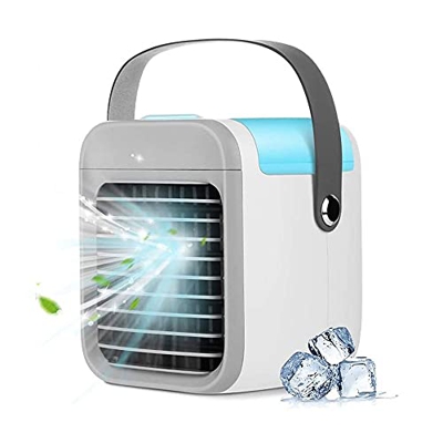 Portable Cooler Fan Rechargeable Water-Cooled Air Conditioner Personal Air Conditioner Fan Desk Cooling Fan Mini Air Cooler 3 Speed 7 LED Lights 2000m